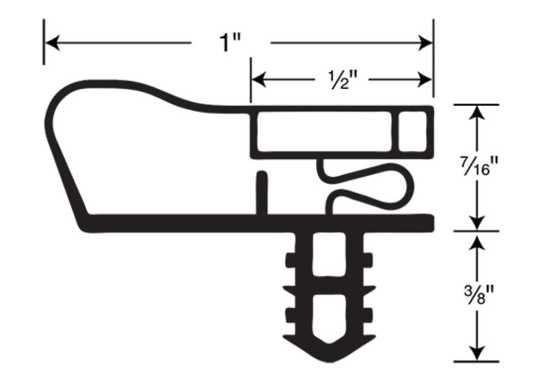 Hussmann Reach-In Cooler Door Gasket, 503- Black [CDP 5030]