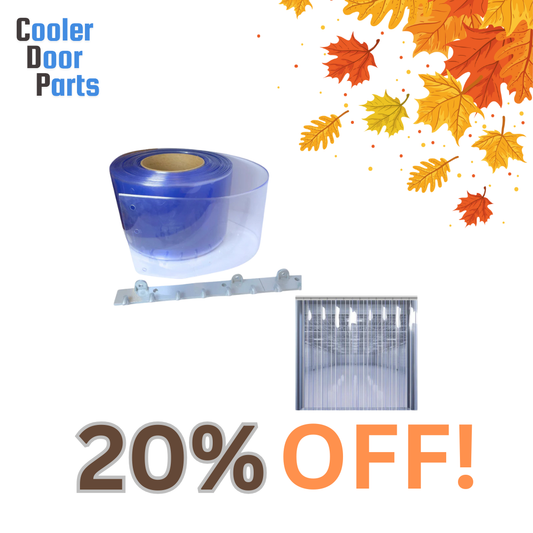 Clear PVC strip curtain kit, 38 inch wide by 96 inch high, with 8-inch wide, 0.080-inch thick strips.